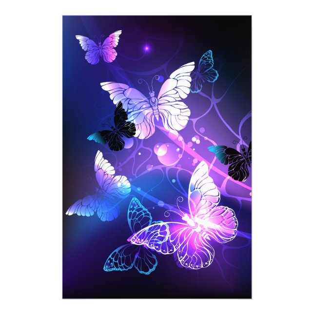 Background with Night Butterflies Photo Print (Front)