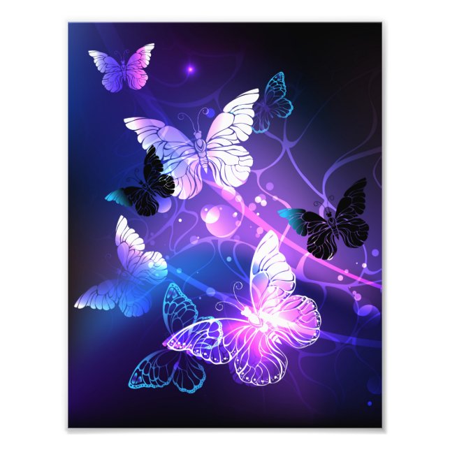 Background with Night Butterflies Photo Print (Front)