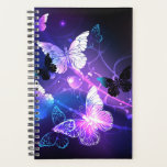 Background with Night Butterflies Planner<br><div class="desc">Black background with glowing night butterflies. Night butterflies. Design with butterflies.</div>