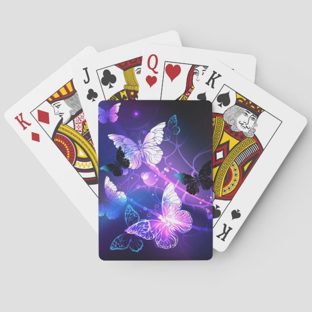 Background with Night Butterflies Poker Cards (Back)