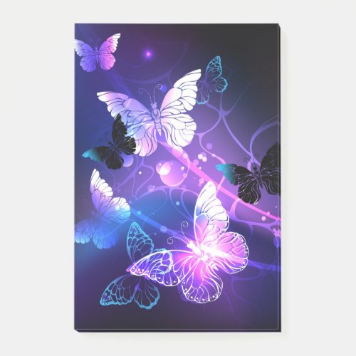 Background with Night Butterflies Post_it Notes