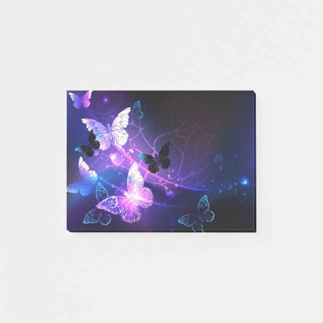 Background with Night Butterflies Post-it Notes (Front)