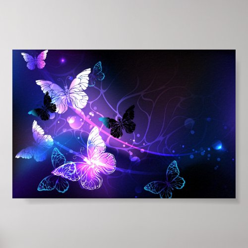 Background with Night Butterflies Poster