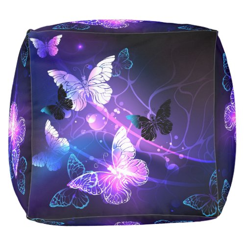 Background with Night Butterflies Pouf