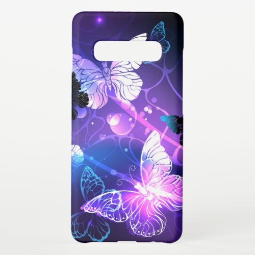Background with Night Butterflies Samsung Galaxy S10 Case