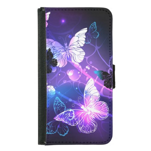 Background with Night Butterflies Samsung Galaxy S5 Wallet Case