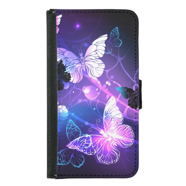 Background with Night Butterflies Samsung Galaxy Wallet Case (Front)