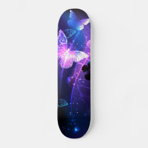 Background with Night Butterflies Skateboard