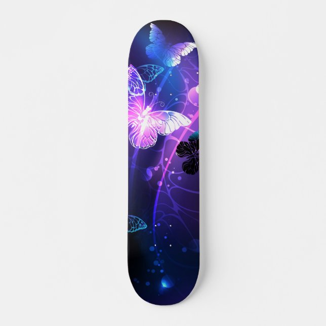 Background with Night Butterflies Skateboard (Front)