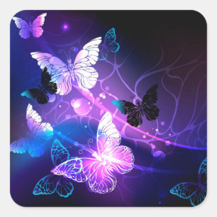 Background with Night Butterflies Square Sticker