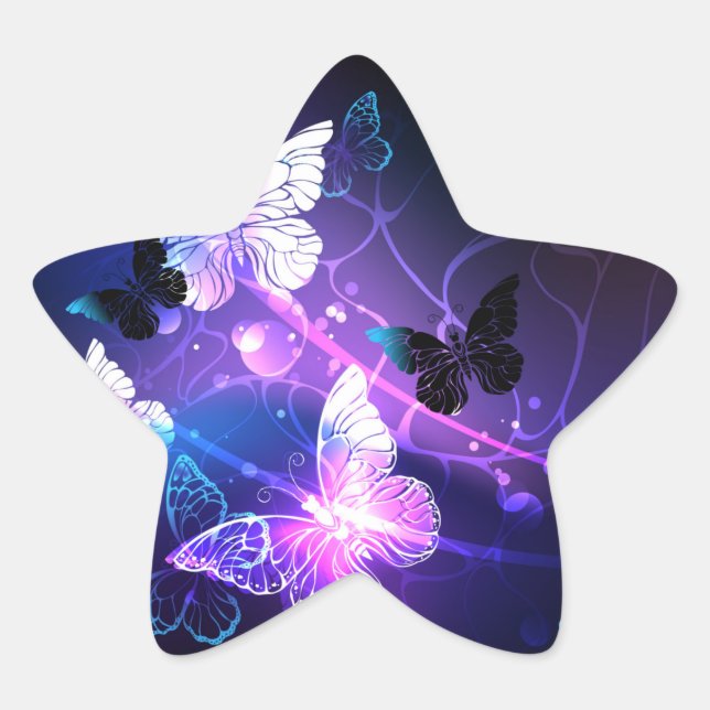 Background with Night Butterflies Star Sticker (Front)