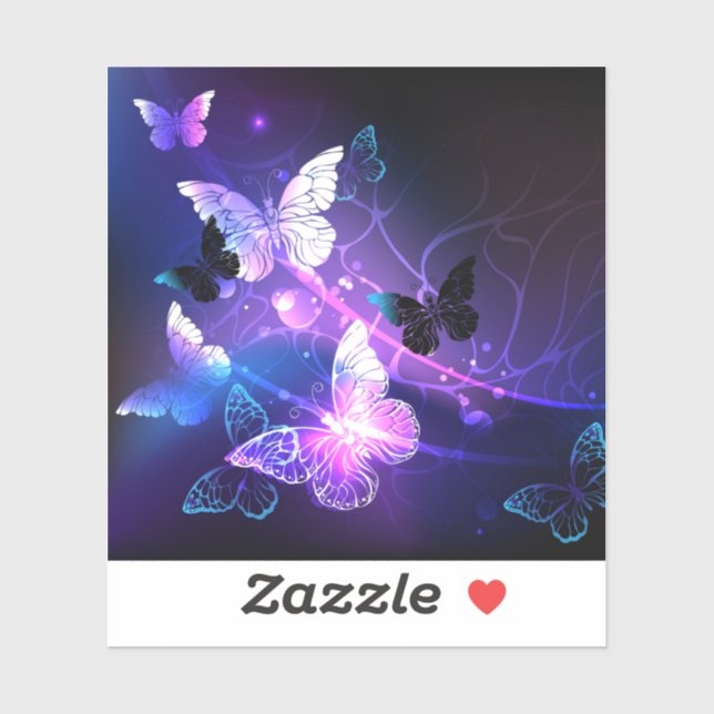 Background with Night Butterflies Sticker (Sheet)