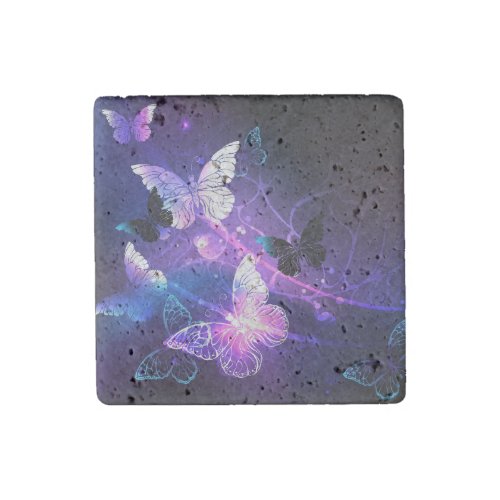 Background with Night Butterflies Stone Magnet