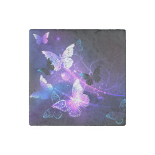 Background with Night Butterflies Stone Magnet