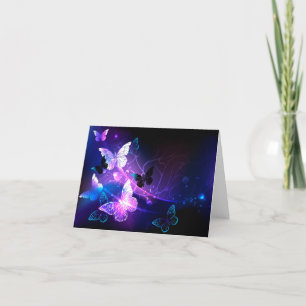 Background with Night Butterflies Thank You Card