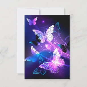 Background with Night Butterflies Thank You Card