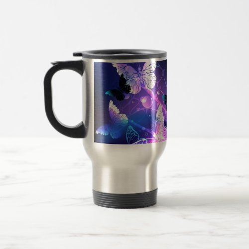 Background with Night Butterflies Travel Mug