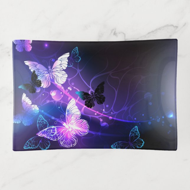 Background with Night Butterflies Trinket Tray (Front)