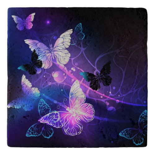 Background with Night Butterflies Trivet