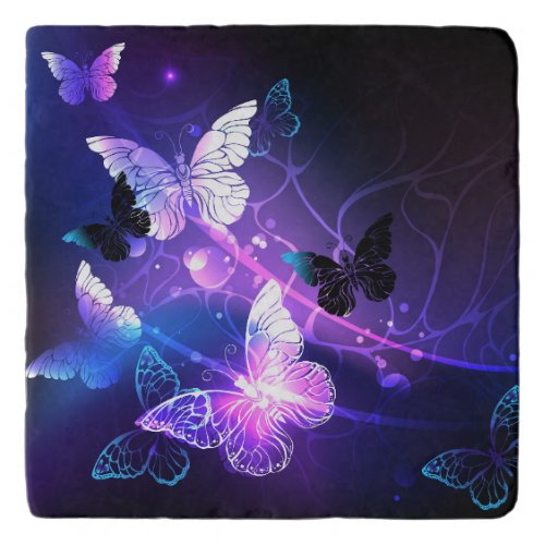 Background with Night Butterflies Trivet