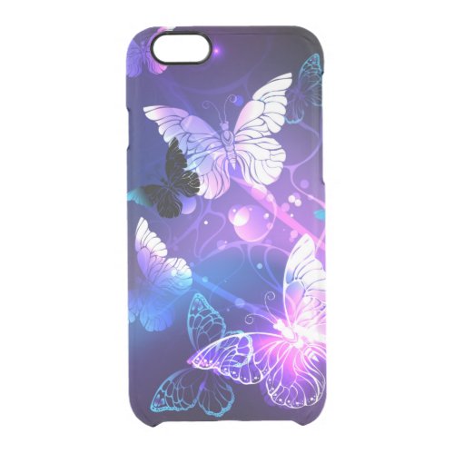 Background with Night Butterflies Clear iPhone 66S Case