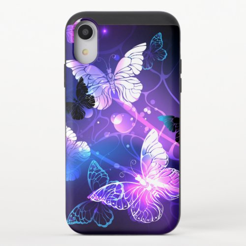 Background with Night Butterflies iPhone XR Slider Case