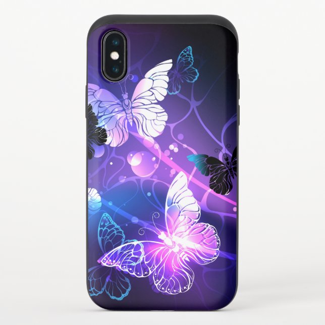 Background with Night Butterflies Uncommon iPhone Case (Back)