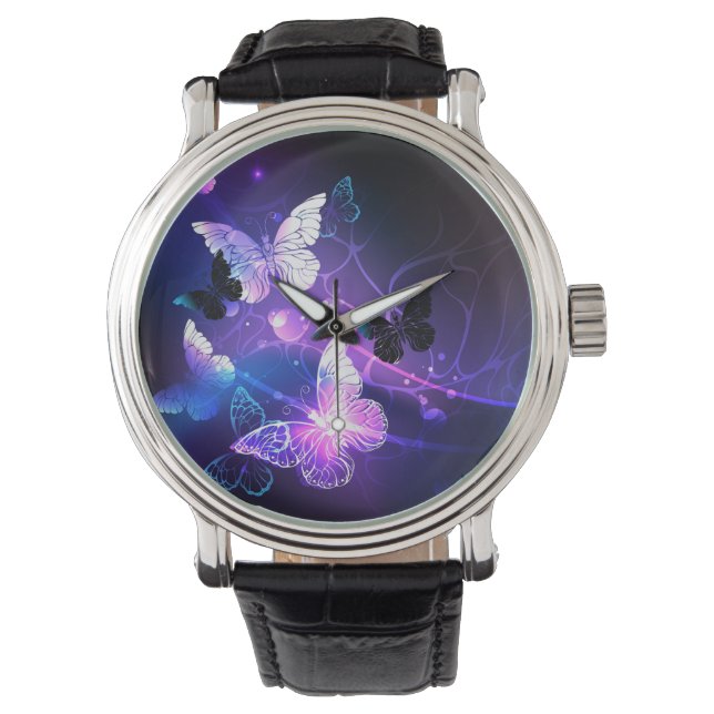 Background with Night Butterflies Watch (Front)
