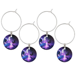 Background with Night Butterflies Wine Charm