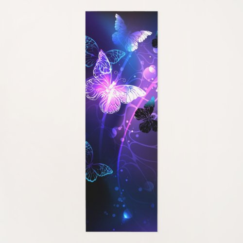 Background with Night Butterflies Yoga Mat