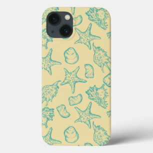 Background with shells. Hand drawn 2 iPhone 13 Case