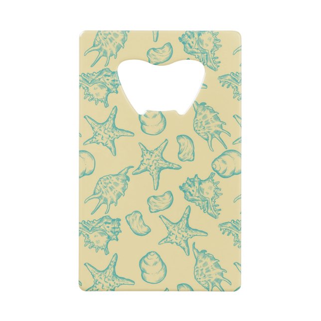 Background with shells. Hand drawn 2 Credit Card Bottle Opener (Front)