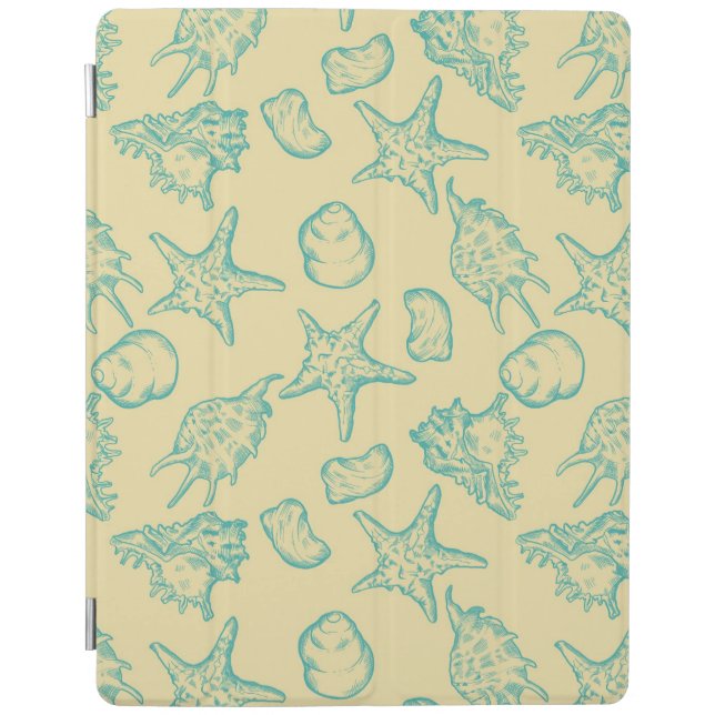 Background with shells. Hand drawn 2 iPad Smart Cover (Front)