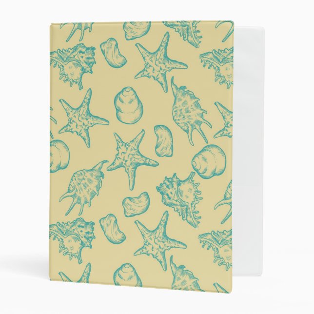 Background with shells. Hand drawn 2 Mini Binder (Front/Inside)