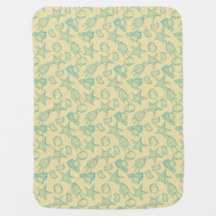 Background with shells. Hand drawn 2 Receiving Blanket