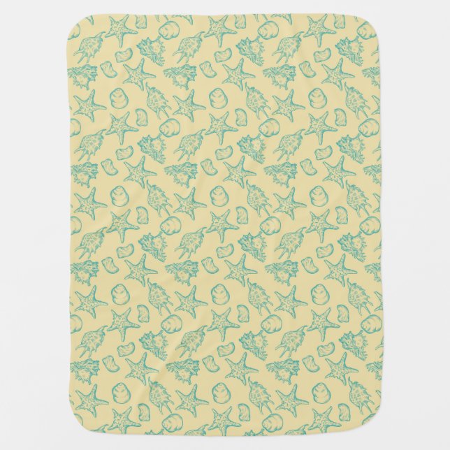 Background with shells. Hand drawn 2 Receiving Blanket (Front)