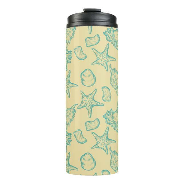 Background with shells. Hand drawn 2 Thermal Tumbler (Front)