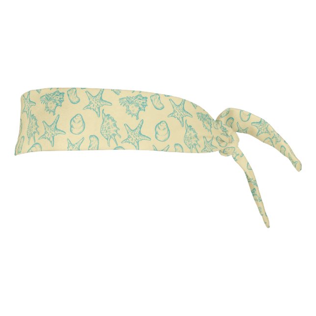 Background with shells. Hand drawn 2 Tie Headband (Rotate 90)