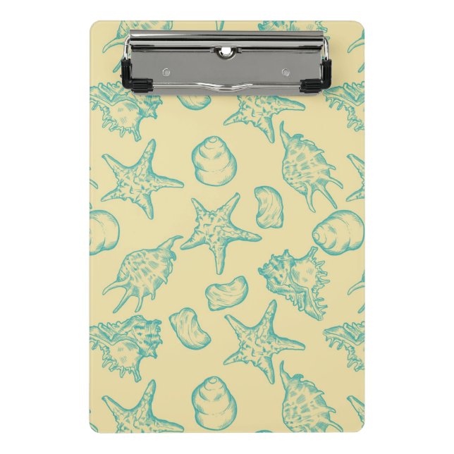 Background with shells. Hand drawn Mini Clipboard (Front)