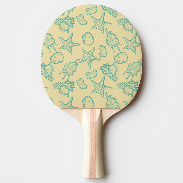 Background with shells. Hand drawn Ping-Pong Paddle (Front)