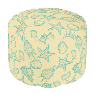 Background with shells. Hand drawn Pouf