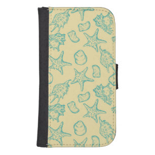 Background with shells. Hand drawn Galaxy S4 Wallet Case