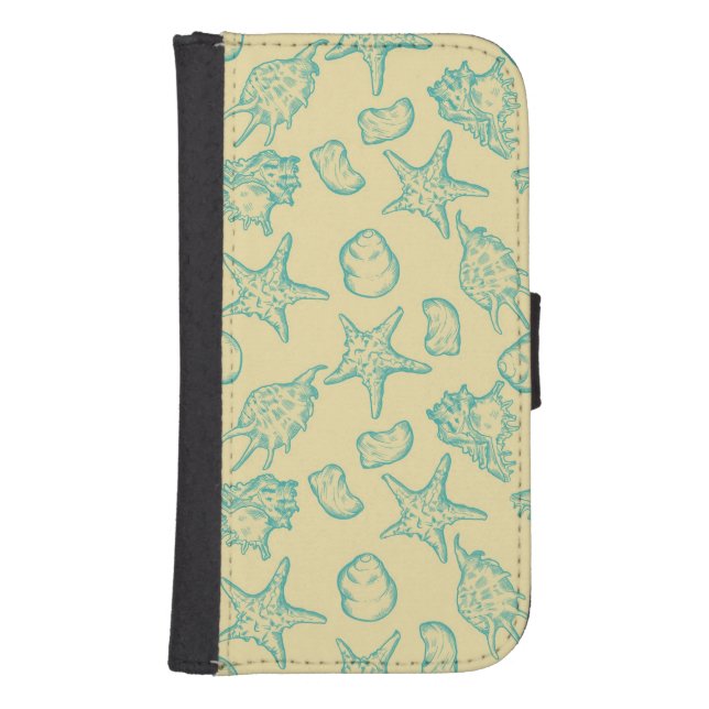 Background with shells. Hand drawn Samsung Galaxy Wallet Case (Front)