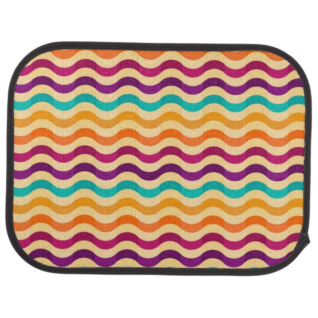Background with stripes in retro 2 car floor mat (Rear)