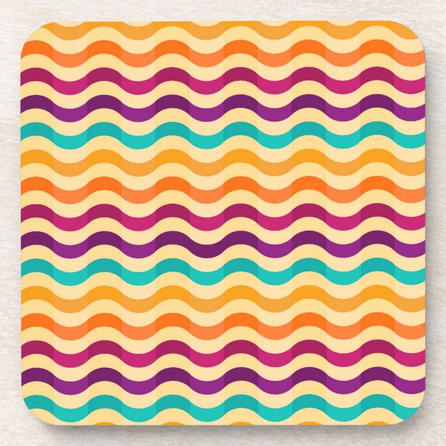 Background with stripes in retro 2 drink coaster (Front)