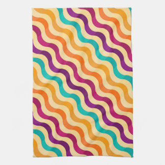 Background with stripes in retro 2 kitchen towel