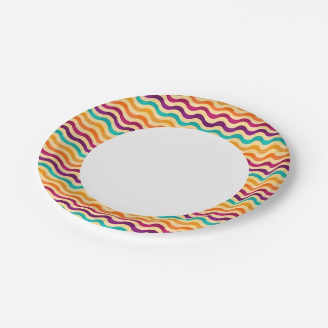 Background with stripes in retro 2 paper plates (Angled)
