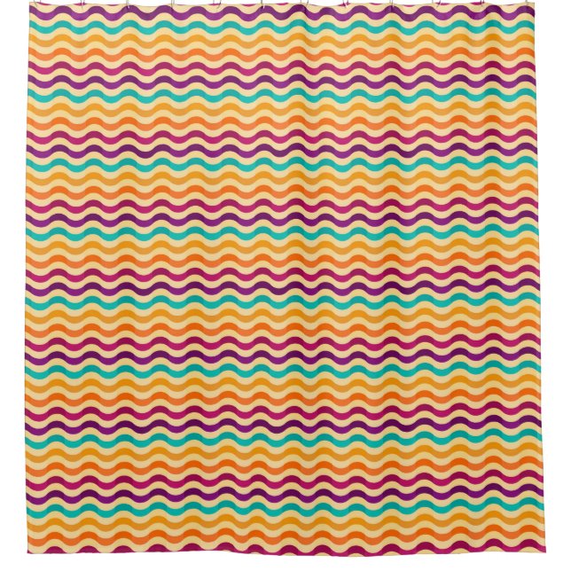 Background with stripes in retro 2 shower curtain (Front)