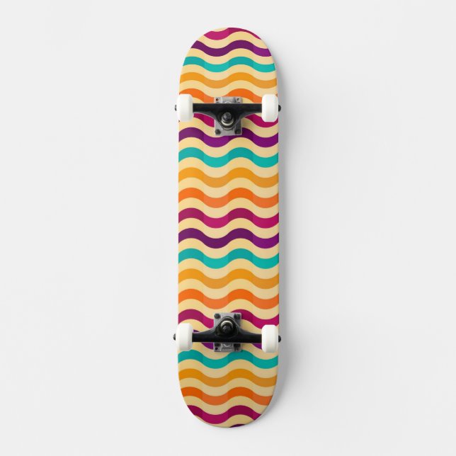 Background with stripes in retro 2 skateboard deck (Front)