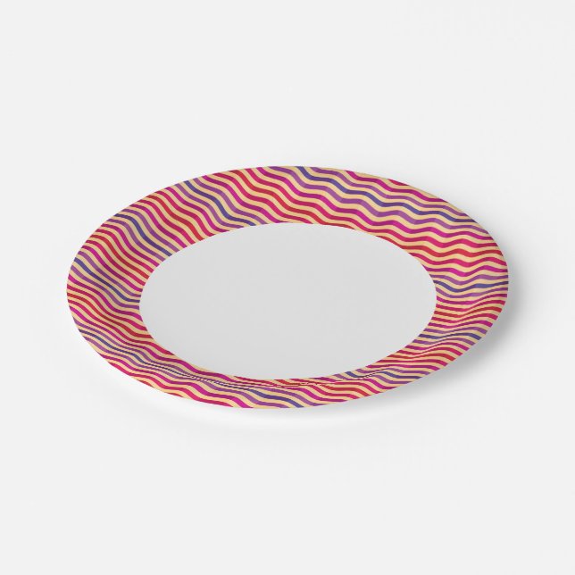 Background with stripes in retro 3 paper plates (Angled)